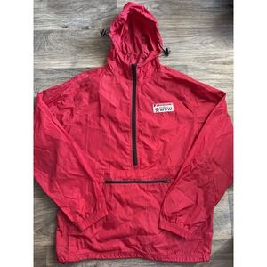 Vintage‎ Walt Disney World Men Red Jacket Windbreaker Hoodie Mickey Rain Medium